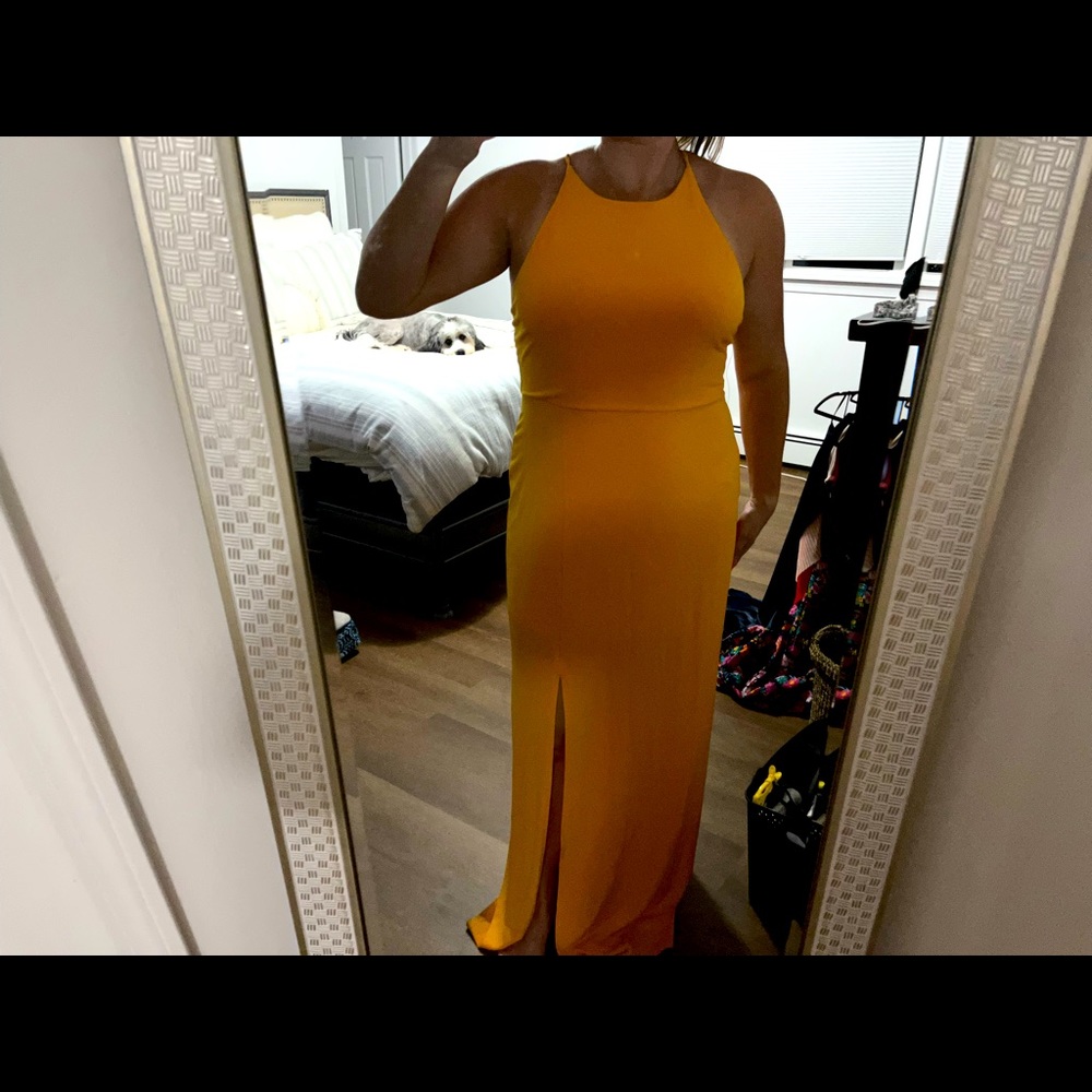 Beautiful marigold long dress with slit